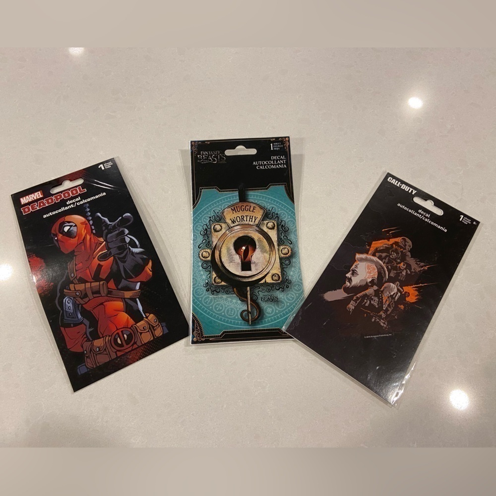 Bundle set of 3 Decals Fantastic Beasts, Spiderman, Call Of Duty